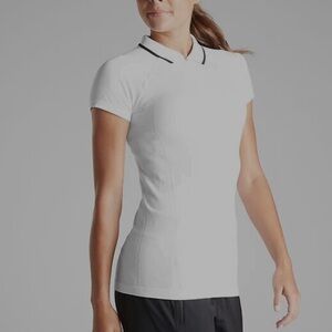 Athleta White Momentum Tennis Polo Shirt Large